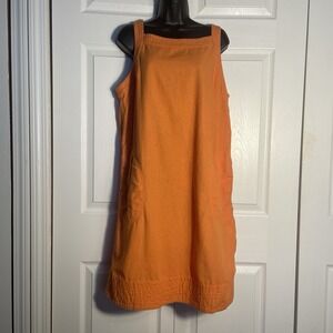 For Cynthia Linen Blend Dress Women XL Orange Sleeveless Button Side Boho Shift
